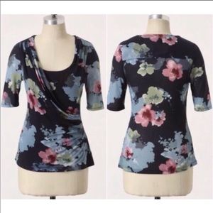 Anthro Deletta Night Petals Tencel Top sz medium